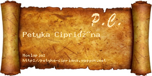 Petyka Cipriána névjegykártya